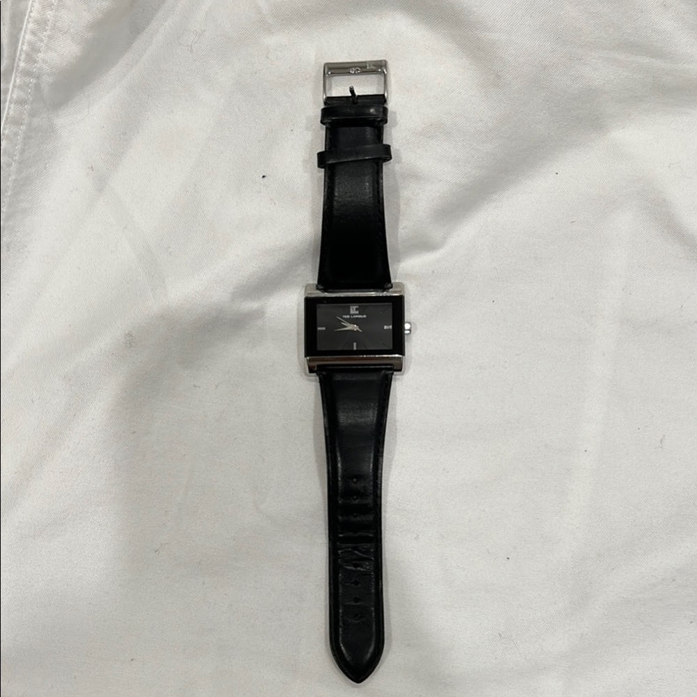 Ted Lapidus Black Leather Strap Watch